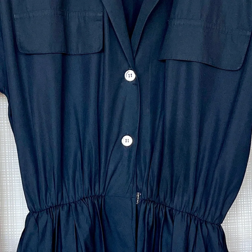 Vintage DKNY Shirt Dress Cotton Poplin Pockets Shirtwaist Dress Minimalist Rare - Picture 9 of 14